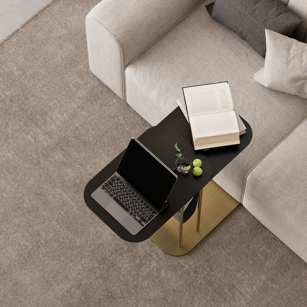 Modern Small C Shaped Rotating Side Table — image 5