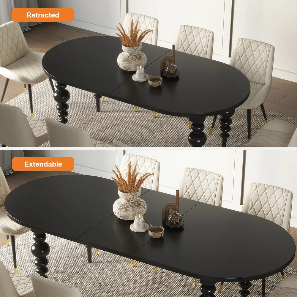 67"-79" Mid-Century Dining Table Oval Extendable Walnut Table for 4-8 Person with Turned Legs — image 24