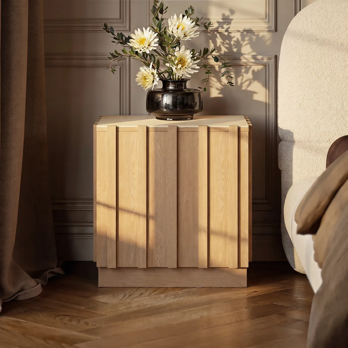Aura Natural Ash Wood Led Nightstand with Charging Station — image 14