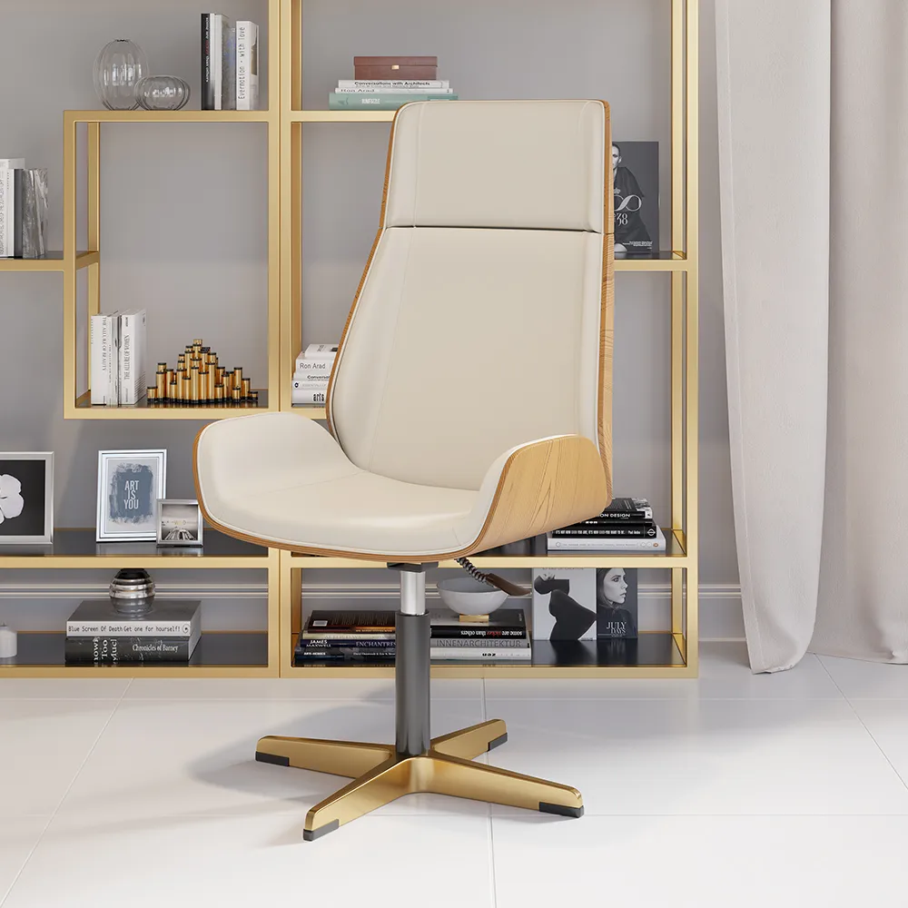 Matte Black Curved Wooden Office Desk & Adjustable Swivel Executive Chair — image 16