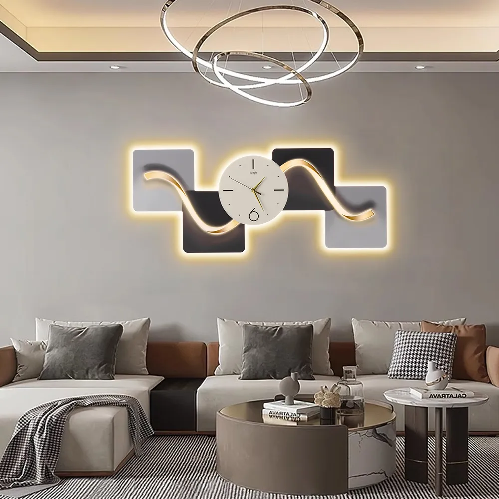 39.4" Large Silent Wall Clock Light Modern Abstract Geometric Decor Art Living Room — image 6