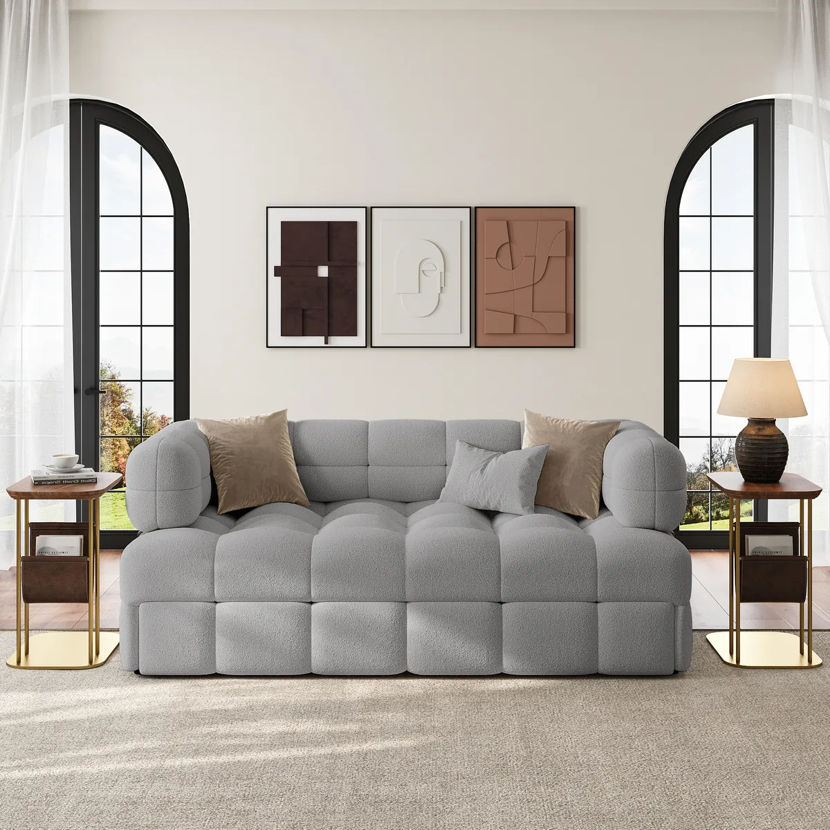76" Queen Boucle Pull-out Sofa — image 2