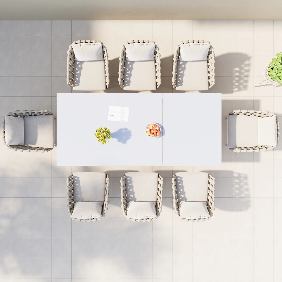 7-Piece Outdoor Extendable Dining Set with 6 Rope Weave Chairs in Gray(64"-84") — image 28
