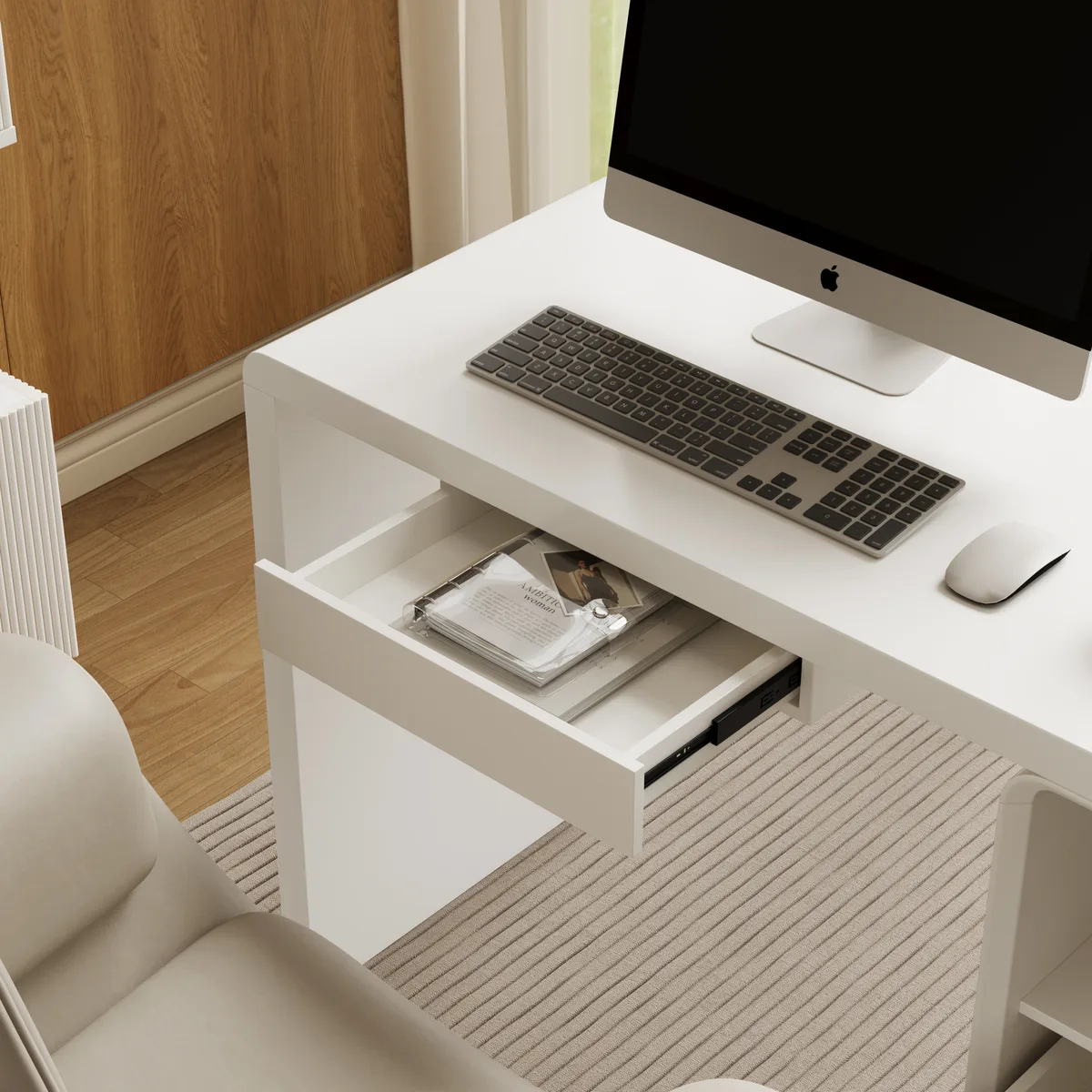 Modern 94" Rectangular Brown Double Desk with Drawers, Seats 2 — image 28