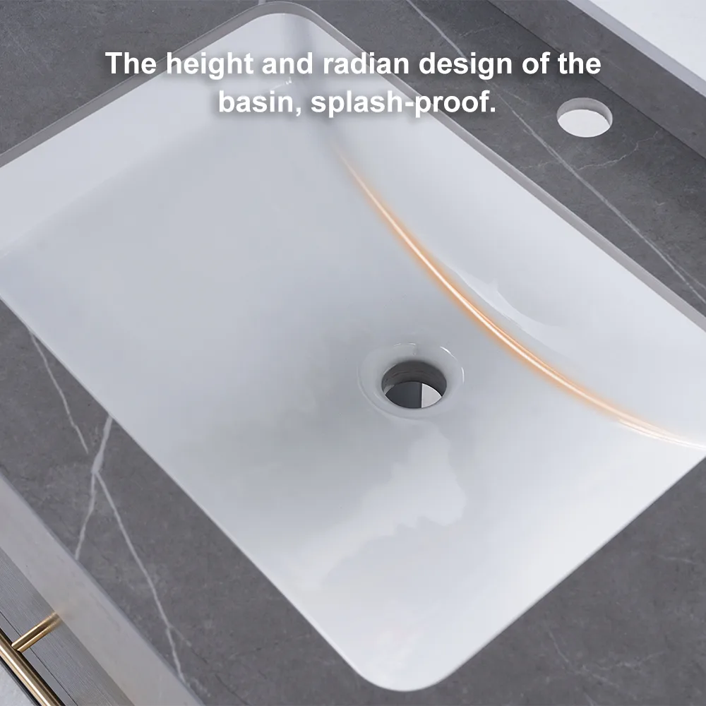 59" Double Sink Bathroom Vanity with Gold Handles – Walnut Modern Floating Vanity — image 27
