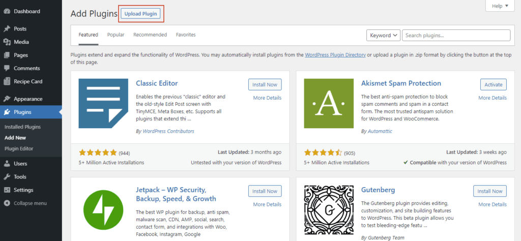 Add Plugins ‹ My Blog — WordPress