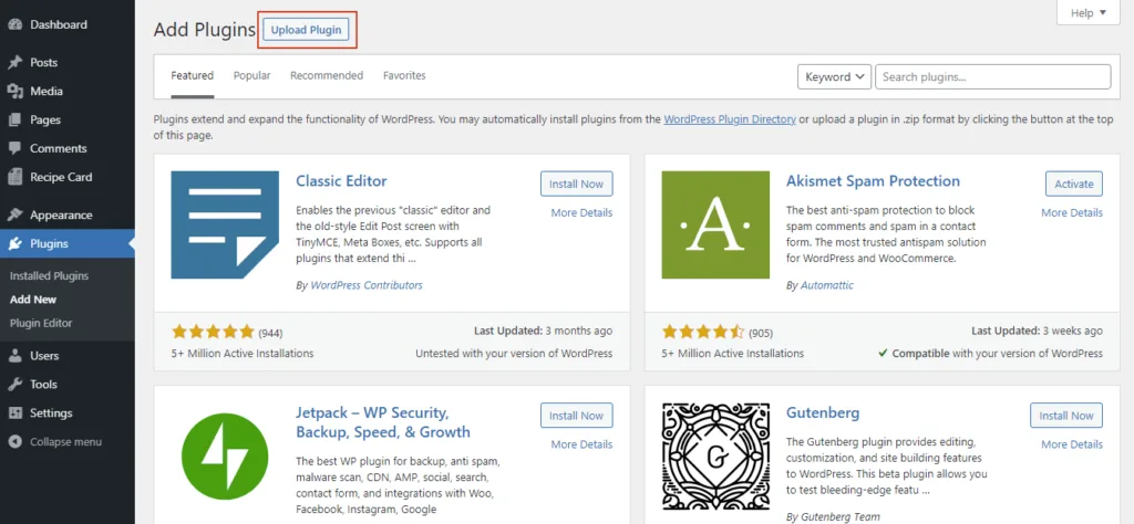 Add Plugins ‹ My Blog — WordPress