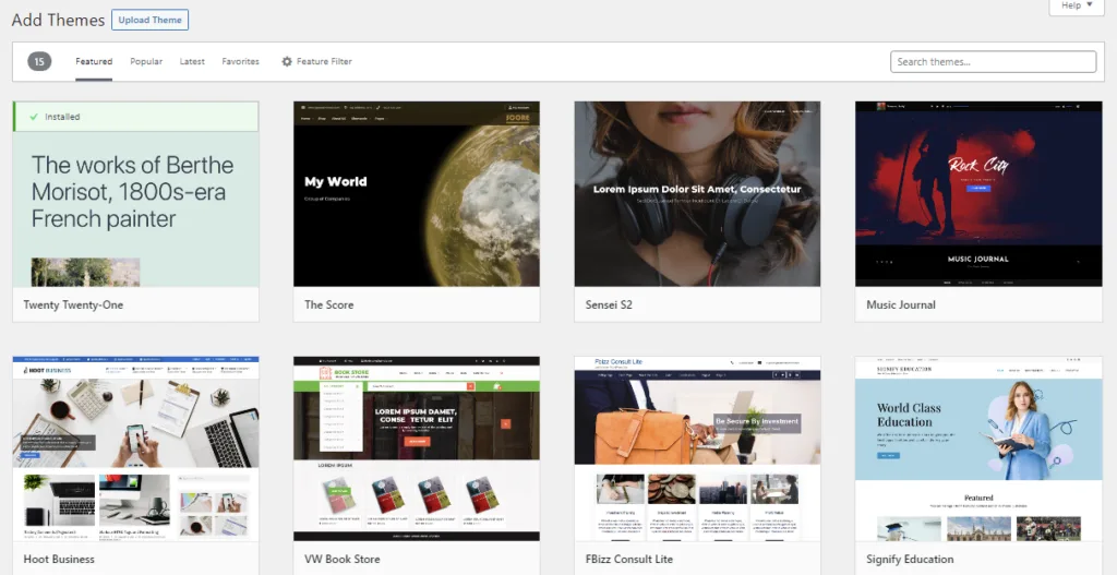 Add Themes ‹ Sitebudding — WordPress
