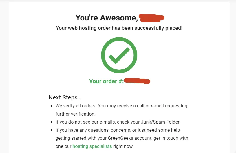 Order Form GreenGeeks® 3