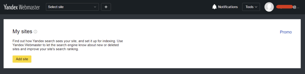 My sites — Yandex Webmaster