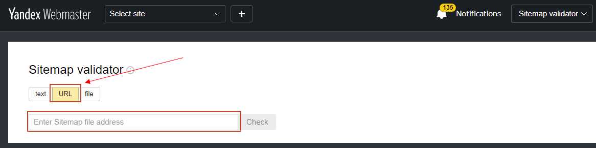 Yandex Webmaster addsitemap