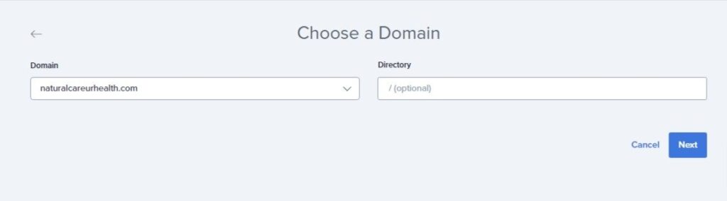 Bluehost Portal select domain