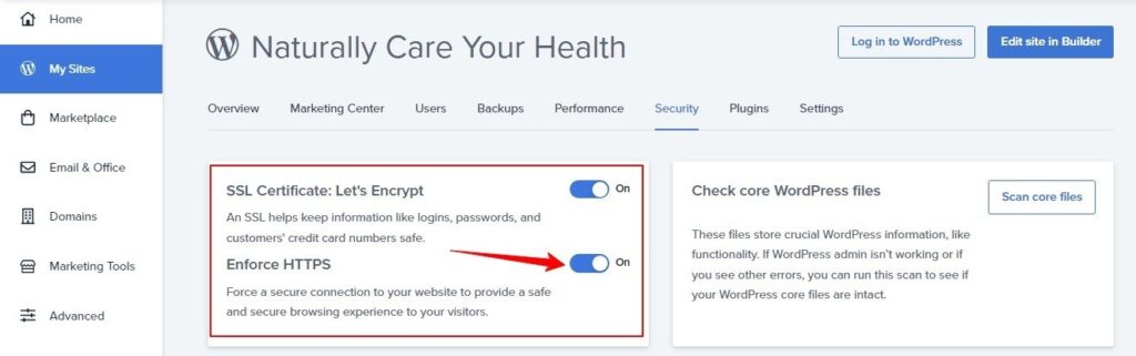 Bluehost Portal ssl