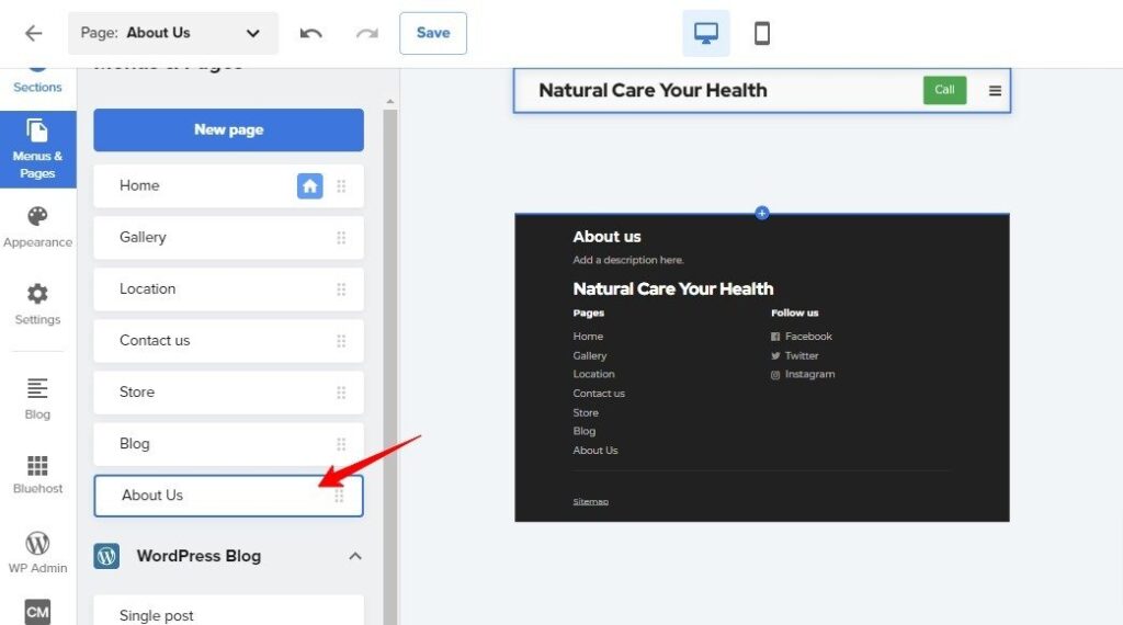 Bluehost Website Builder aboutus