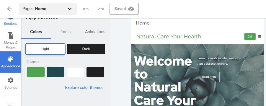 Bluehost Website Builder appearance