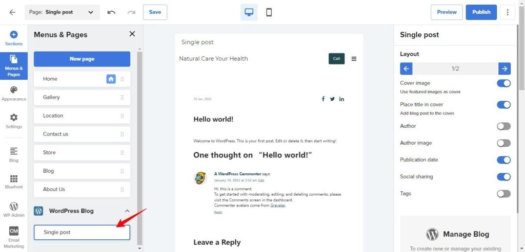 Bluehost Website Builder blog