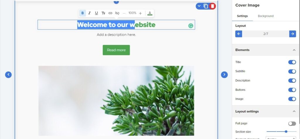 Bluehost Website Builder editsection