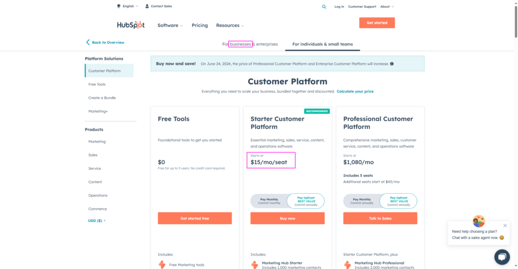 hubspot pricing