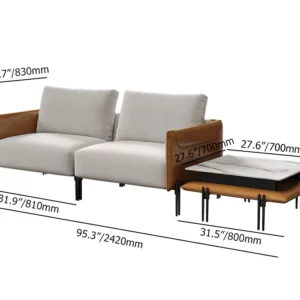 Modular Upholstered 2-Seater Linen Sofa with Coffee Table Stainless Steel Frame 95.3" - Image 6