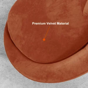 Modern Rust brown Velvet Curved Sofa 3-Seater Sofa with Toss Pillow - Image 6