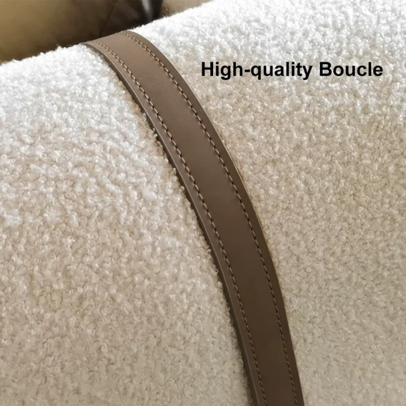 Modern White 3-Seater Convertible Boucle Sofa Upholstered with Side Storage 87"