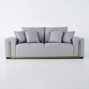 Modern Gray Cotton & Linen Sofa Upholstered 3-Seater for Living Room