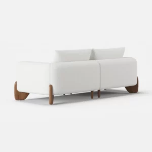 White Upholstered 2-Seat Boucle Sofa with Wood Legs 78" - Image 8
