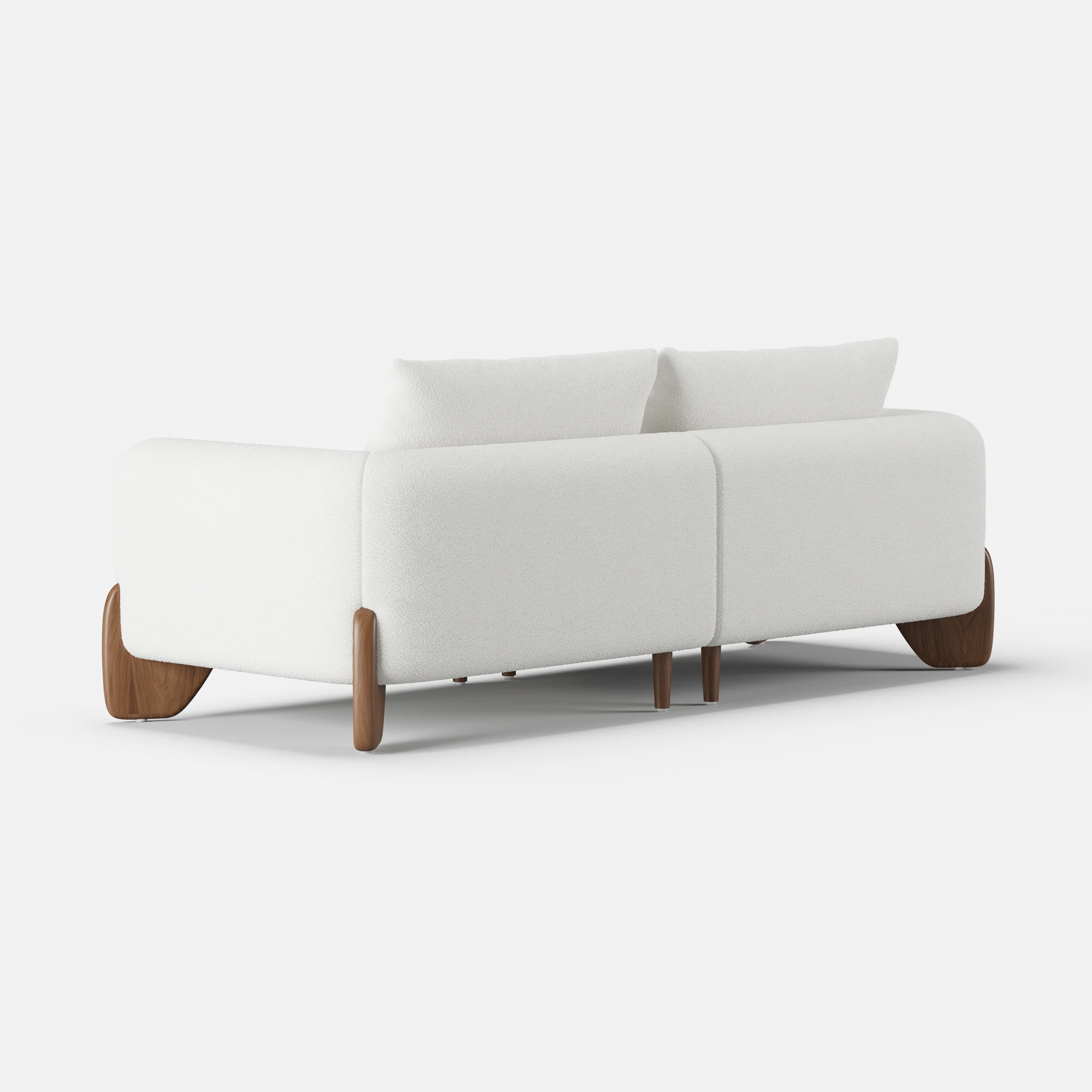 White Upholstered 2-Seat Boucle Sofa with Wood Legs 78" - Image 8