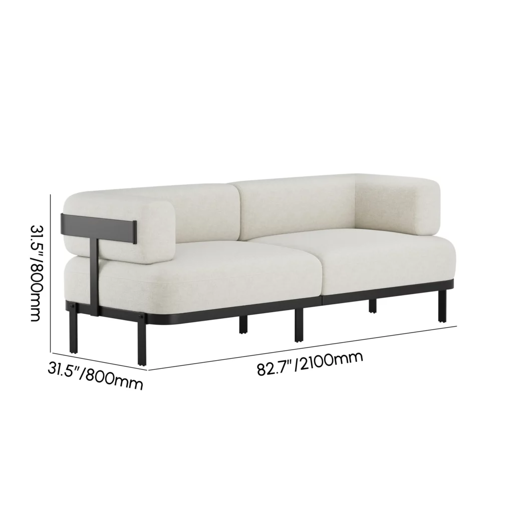 83" Modern 3-Seat upholstery soft velvet Sofa with sleek Metal Legs
