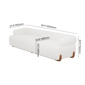 4-Seat Sectional Soft Boucle sofa with Wood Legs - Image 6