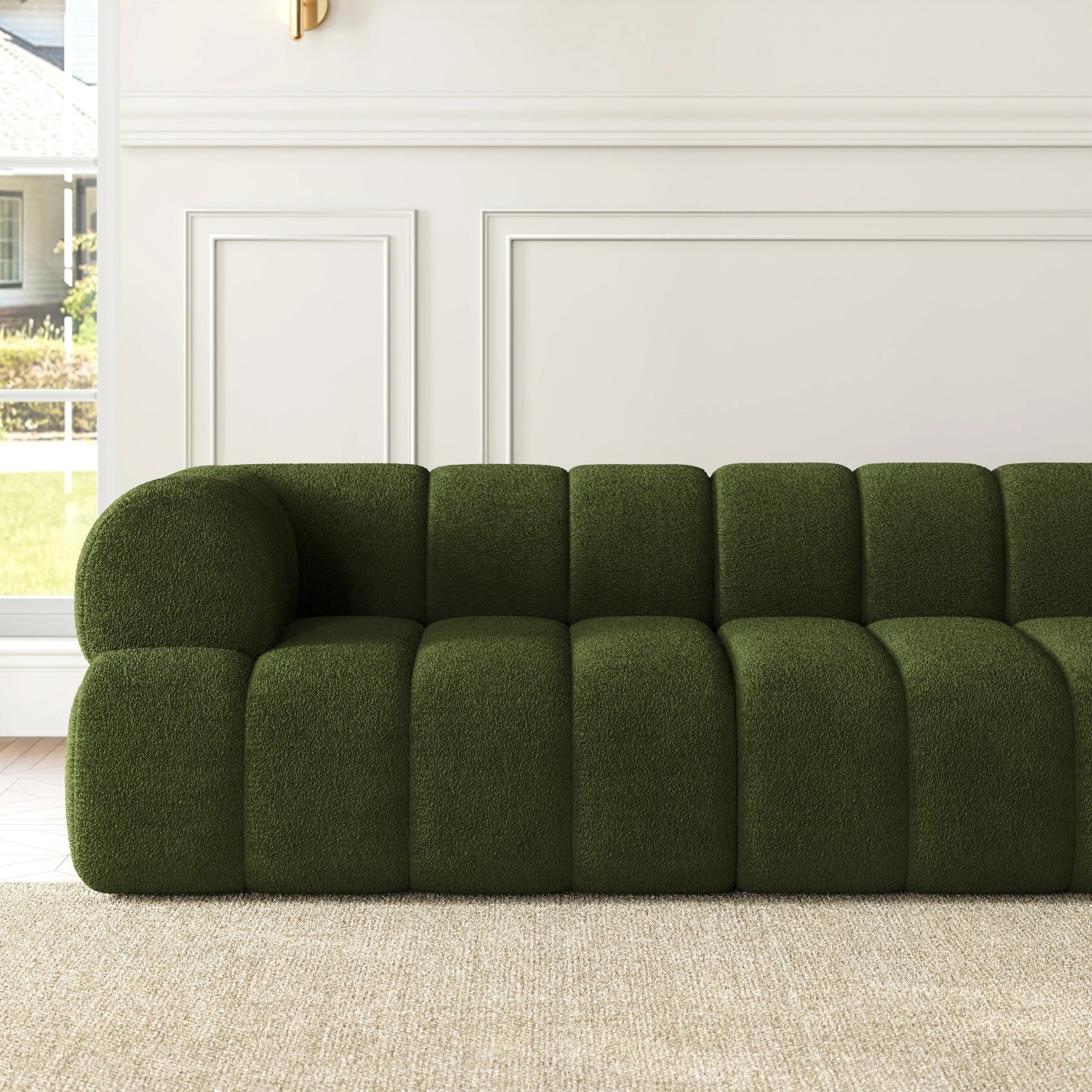 Modern Sectional 3-Piece Channel Chenille Sofa with Chaise - Image 7