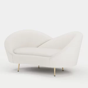 White and Orange Small 2-Seater Velvet Sofa with Curve Back - Image 11