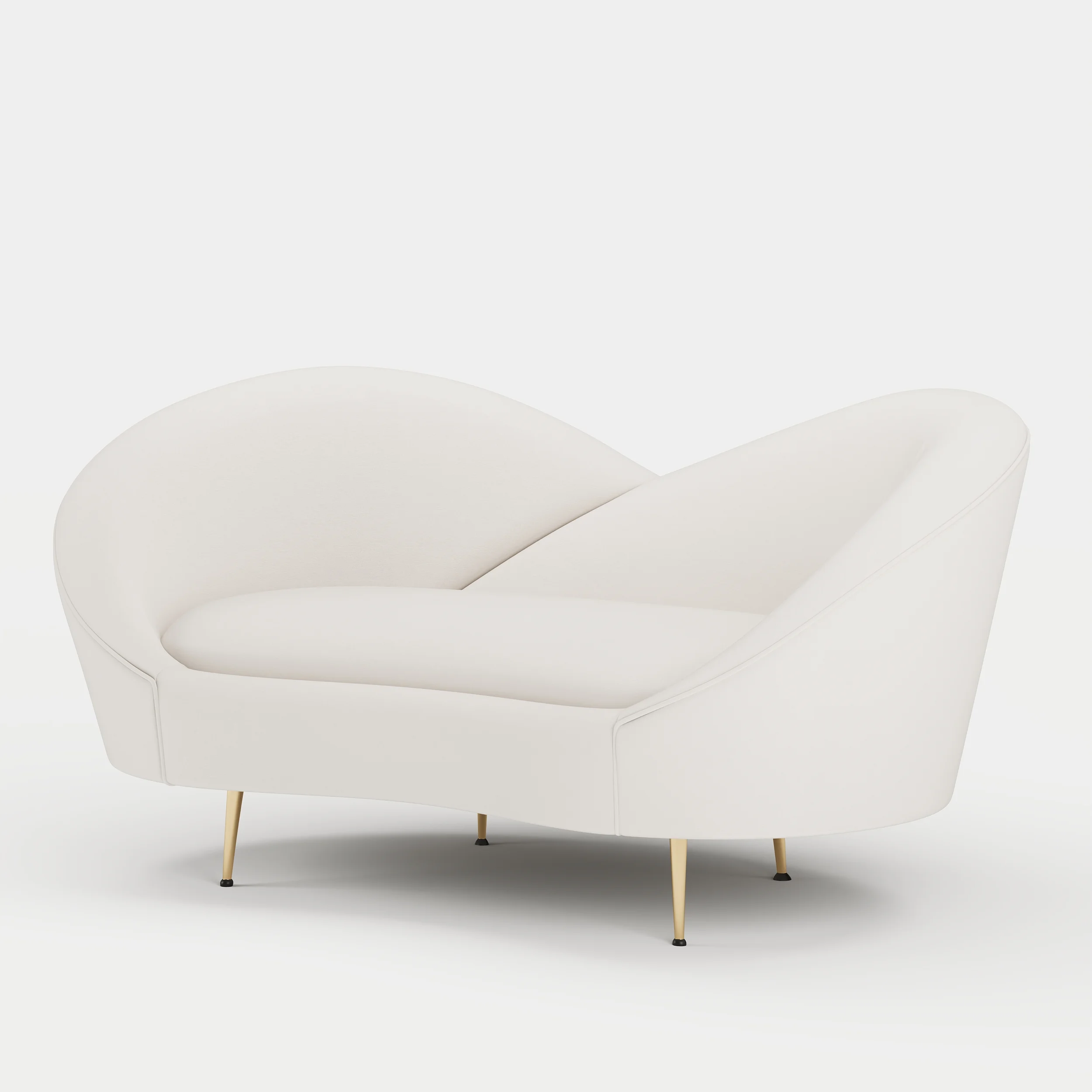 White and Orange Small 2-Seater Velvet Sofa with Curve Back - Image 11