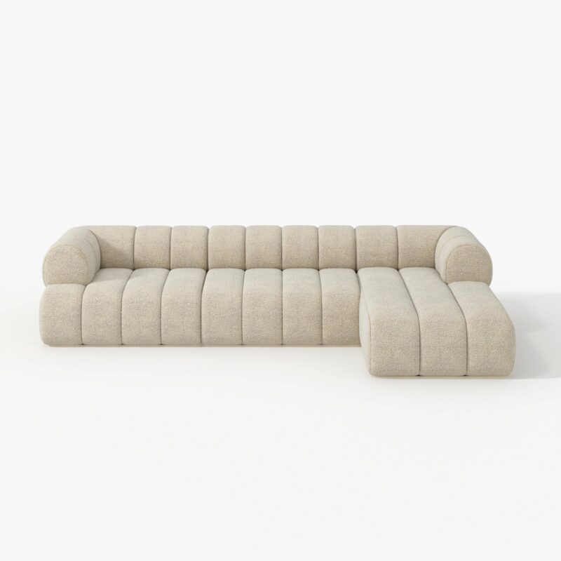 Modern Sectional 3-Piece Channel Chenille Sofa with Chaise