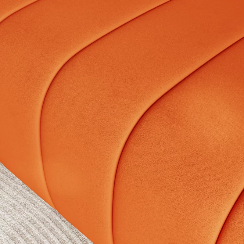 Luxury Modern Orange 3-Seater Velvet Upholstered Sofa Solid Wood Frame