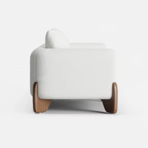 White Upholstered 2-Seat Boucle Sofa with Wood Legs 78" - Image 9