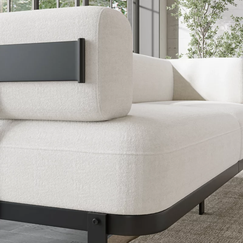 83" Modern 3-Seat upholstery soft velvet Sofa with sleek Metal Legs