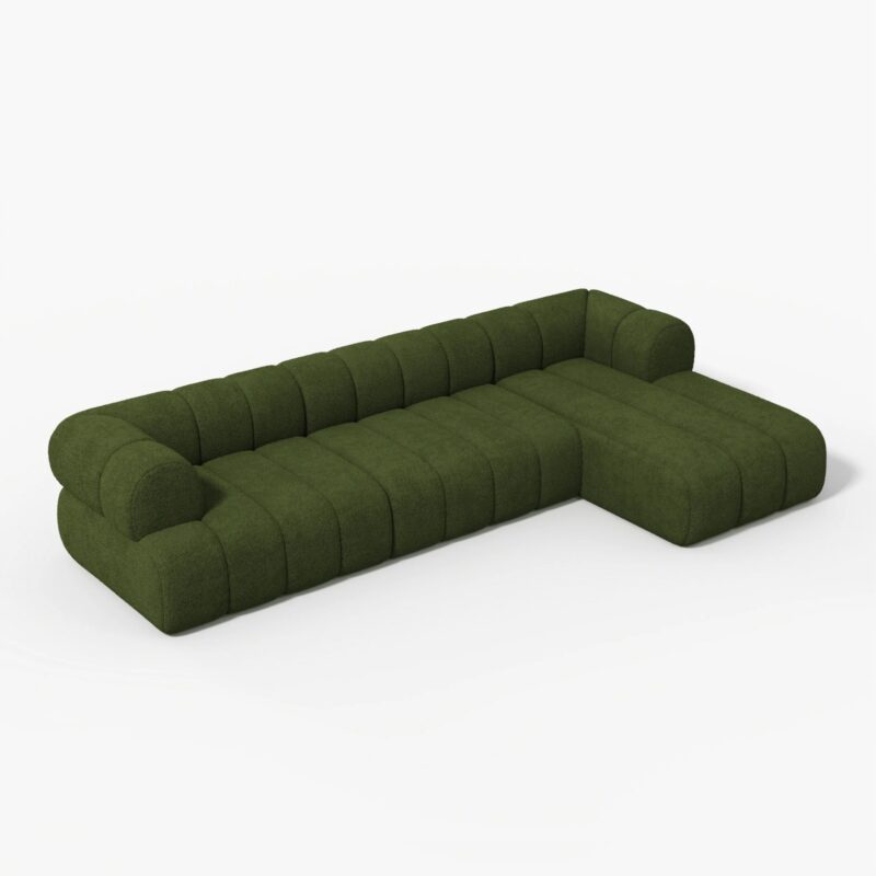 Modern Sectional 3-Piece Channel Chenille Sofa with Chaise