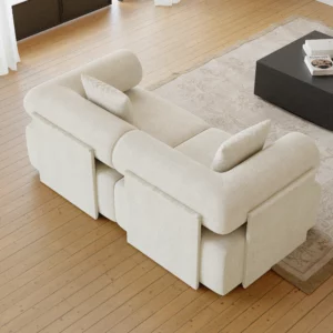 Modern 2-Piece White Chenille Velvet Sofa 74.8" 2-Seater - Image 3