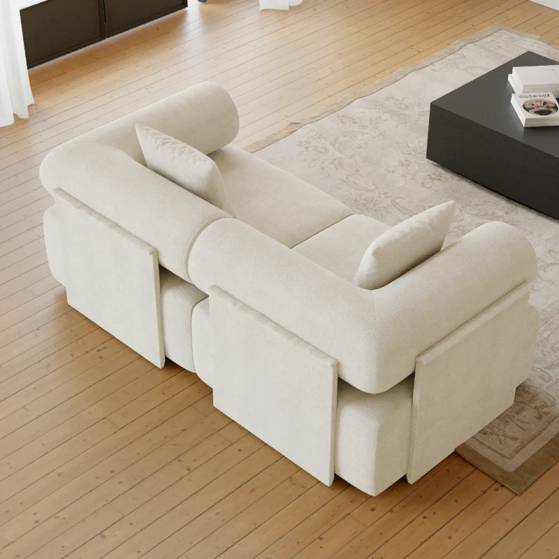 Modern 2-Piece White Chenille Velvet Sofa 74.8" 2-Seater