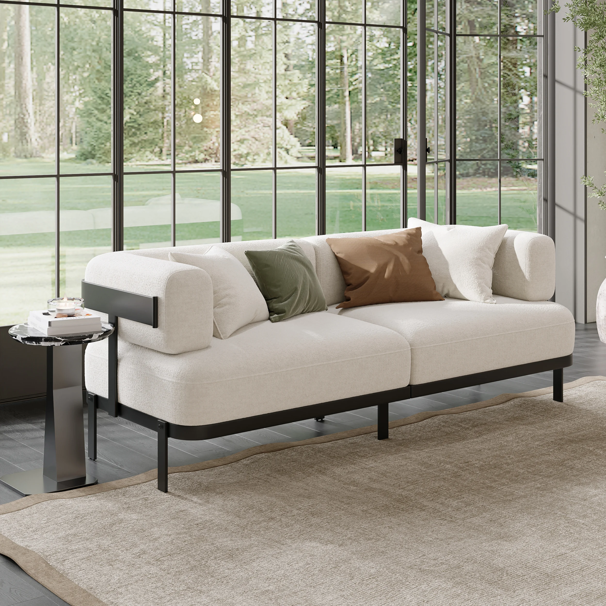 83" Modern 3-Seat upholstery soft velvet Sofa with sleek Metal Legs - Image 3