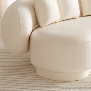 Modern Upholstered real curved Leather Sofa 3-Seater Sofa 82.7" - Image 5