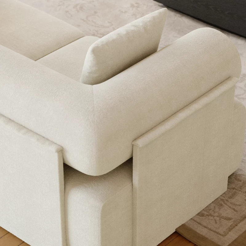 Modern 2-Piece White Chenille Velvet Sofa 74.8" 2-Seater