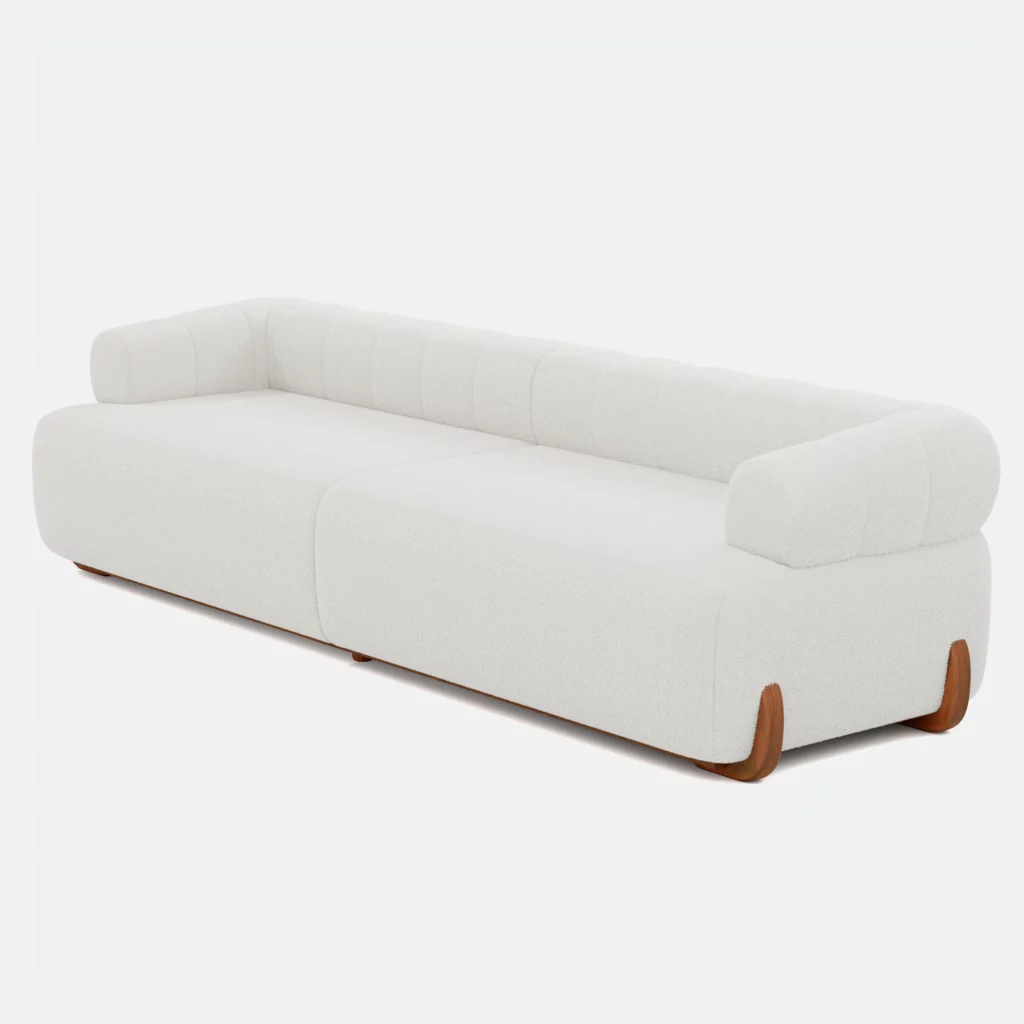 4-Seat Sectional Soft Boucle sofa with Wood Legs