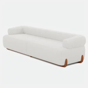 4-Seat Sectional Soft Boucle sofa with Wood Legs