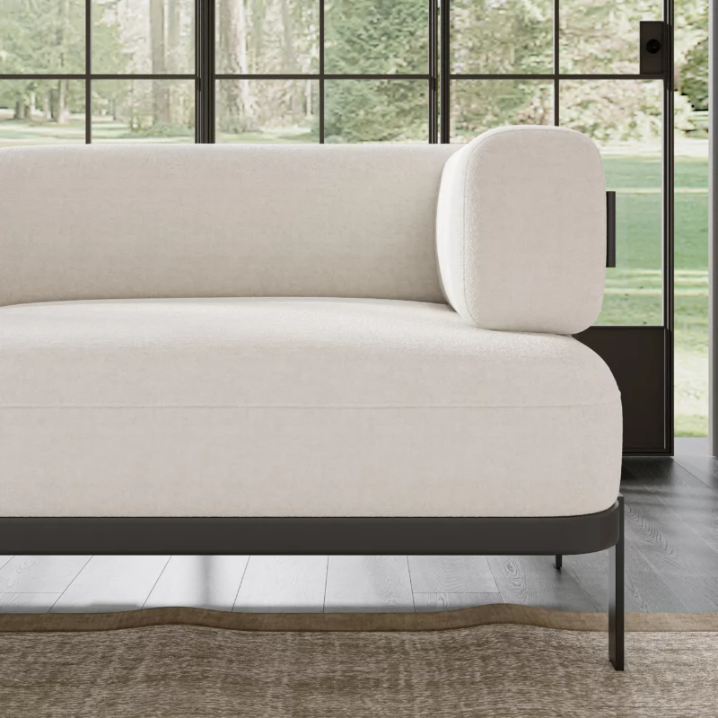 83" Modern 3-Seat upholstery soft velvet Sofa with sleek Metal Legs