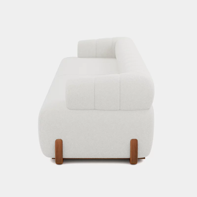 4-Seat Sectional Soft Boucle sofa with Wood Legs