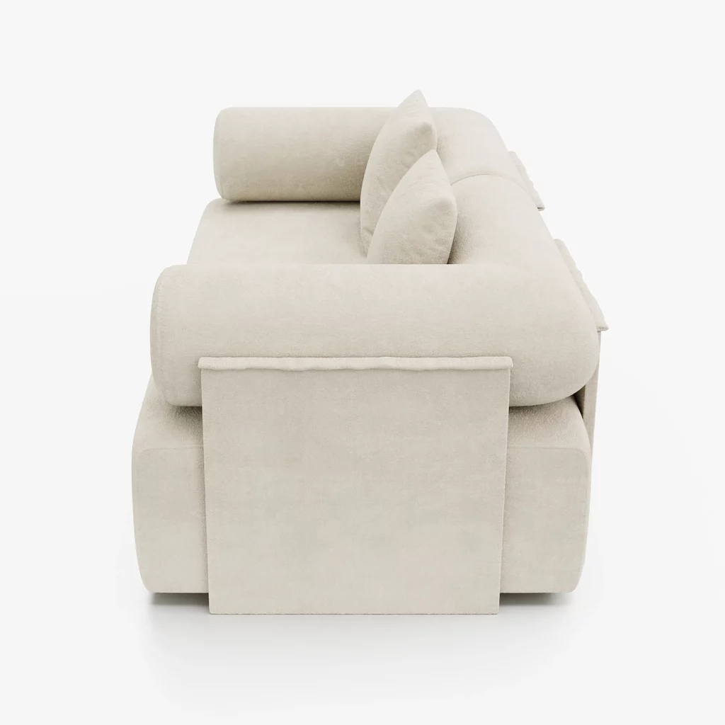 Modern 2-Piece White Chenille Velvet Sofa 74.8" 2-Seater
