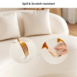 Modern Upholstered real curved Leather Sofa 3-Seater Sofa 82.7" - Image 9