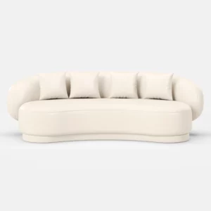 Modern Upholstered real curved Leather Sofa 3-Seater Sofa 82.7" - Image 12